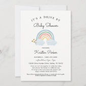 Pastel Regenboog Drive By Baby Shower Uitnodiging  (Voorkant)
