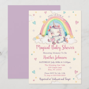 Pastel Regenboog Eenhoorn Baby Shower Kaart