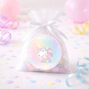 Pastel Regenboog Eenhoorn Gelukkige Verjaardag Ronde Sticker