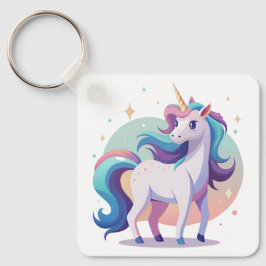 Pastel regenboog eenhoorn in cartoon stijl sleutelhanger