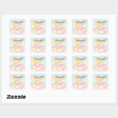 Pastel Regenboog Eenhoorn met Wolken Zoete Sticker (Vel)