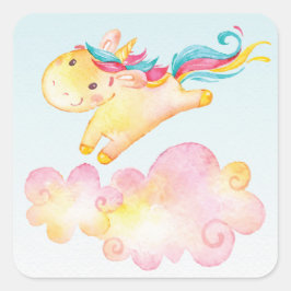 Pastel Regenboog Eenhoorn met Wolken Zoete Sticker