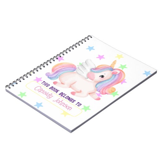 Pastel regenboog eenhoorn naam ex libris notitieboek (Linkerzijde)