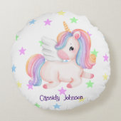 Pastel regenboog eenhoorn sterren rond kussen (Achterkant)