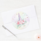 Pastel Regenboog Eenhoorn Verjaardag Ronde Sticker (Envelop)