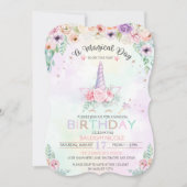 Pastel Regenboog Eenhoorn Verjaardag Uitnodiging (Voorkant)