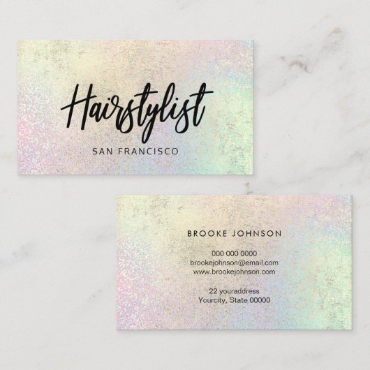 Pastel regenboog en FAUX gouden folie effect textu Visitekaartje (Voorkant / Achterkant)