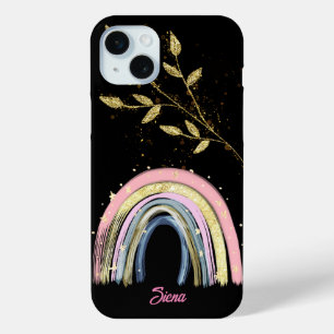 Pastel Regenboog en Goud Plant iPhone 15 Mini Hoesje