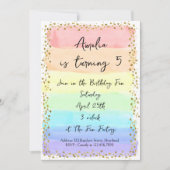 Pastel Regenboog en Gouden Harten Verjaardagskaart Kaart (Voorkant)