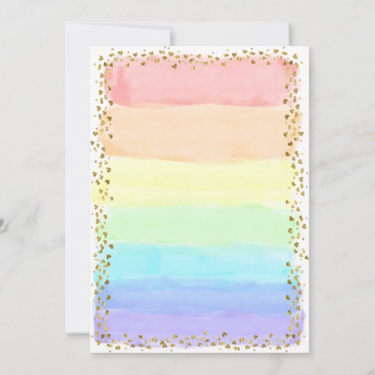 Pastel Regenboog en Gouden Harten Verjaardagskaart Kaart (Achterkant)