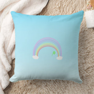 Pastel Regenboog en groene bloem blauwe gradiënt h Kussen