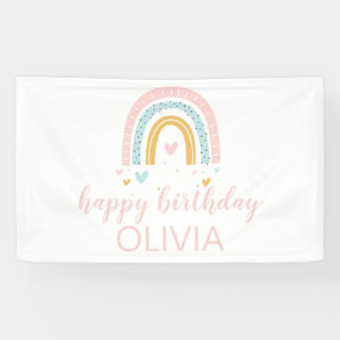 Pastel regenboog en harten verjaardagsbanner spandoek