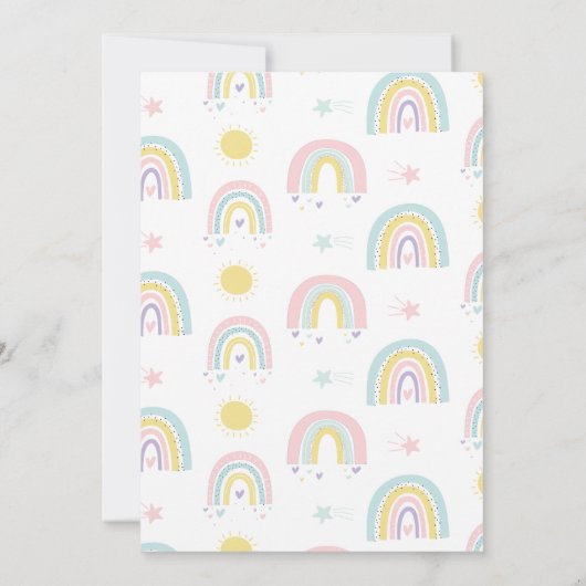 pastel regenboog en hartjes baby shower uitnodigin kaart (Achterkant)