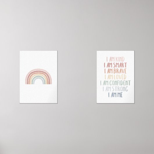 Pastel regenboog en kinder bevestiging print set v (Voorkant)