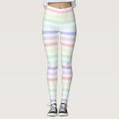 Pastel Regenboog en wit gestreepte leggings (Voorkant)