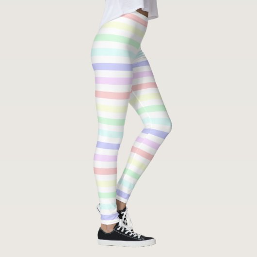 Pastel Regenboog en wit gestreepte leggings (Rechts)