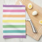 Pastel regenboog en witte strepen, gestreept theedoek (Quarter Fold)