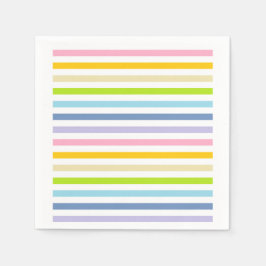 Pastel regenboog en witte strepen servetten