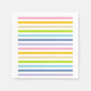 Pastel regenboog en witte strepen servetten