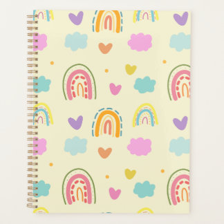 Pastel regenboog en wolkenpatroon planner