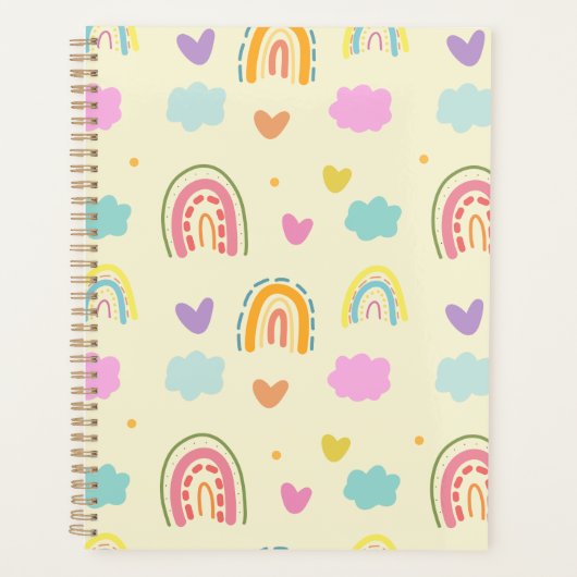 Pastel regenboog en wolkenpatroon planner (Voorkant)