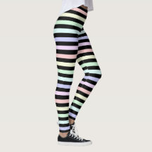 Pastel Regenboog en zwart gestreepte leggings