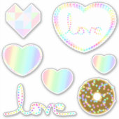 Pastel Regenboog Esthetische Liefde Hart Design Sticker (Voorkant)