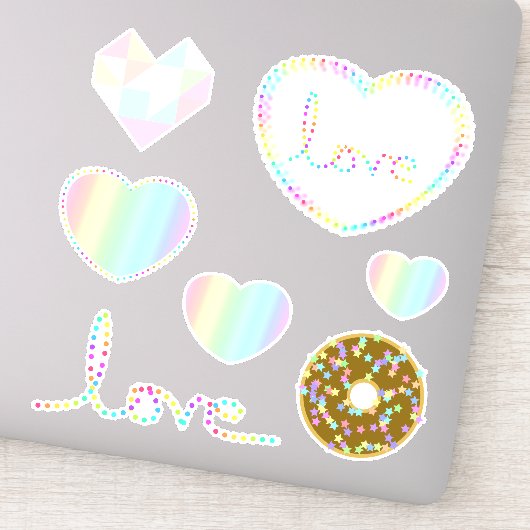 Pastel Regenboog Esthetische Liefde Hart Design Sticker (Detail)