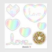 Pastel Regenboog Esthetische Liefde Hart Design Sticker (Vel)