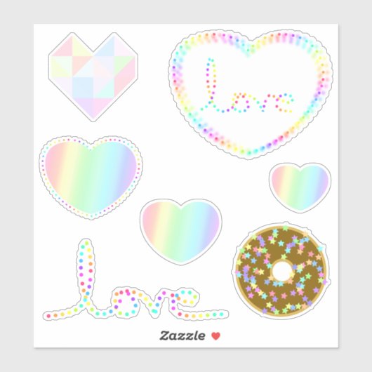 Pastel Regenboog Esthetische Liefde Hart Design Sticker (Vel)
