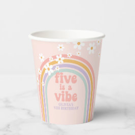 Pastel regenboog Five is a Vibe 5de verjaardag Papieren Bekers