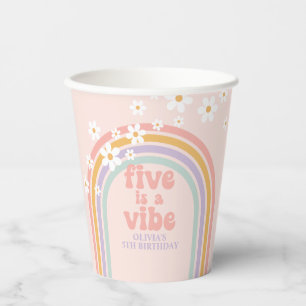 Pastel regenboog Five is a Vibe 5de verjaardag Papieren Bekers
