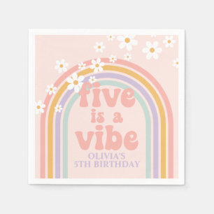 Pastel regenboog Five is a Vibe 5de verjaardag Servet