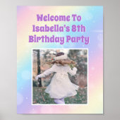  Pastel Regenboog Foto Meisjes Verjaardagsfeest Poster (Voorkant)