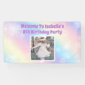  Pastel Regenboog Foto Meisjes Verjaardagsfeest Spandoek (Horizontaal)