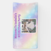  Pastel Regenboog Foto Meisjes Verjaardagsfeest Spandoek (Verticaal)