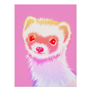 Pastel Regenboog Fret - Knuffige Roze Huisdier Kun Perfect Poster