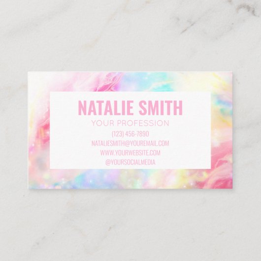 Pastel Regenboog Galaxy Marmer Modern Kleurrijk Bo Visitekaartje (Achterkant)