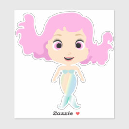 Pastel regenboog gekleurde leuke zeemeermin sticker