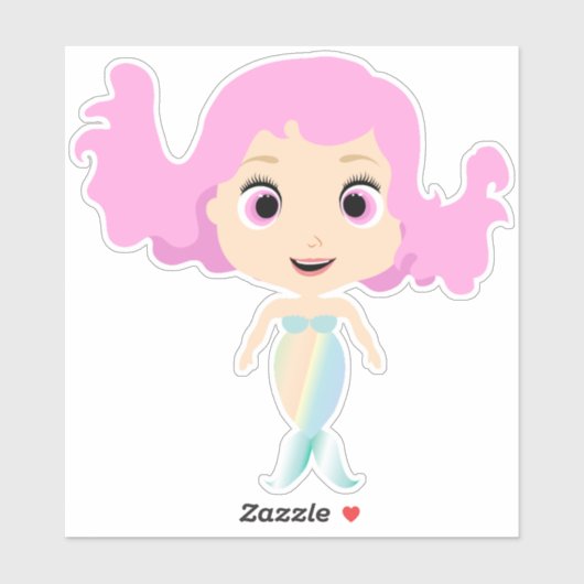 Pastel regenboog gekleurde leuke zeemeermin sticker (Vel)