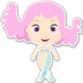 Pastel regenboog gekleurde leuke zeemeermin sticker (Voorkant)