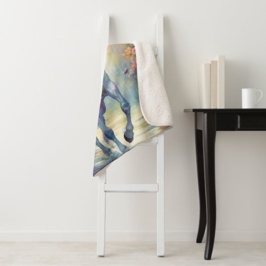 Pastel regenboog gekleurde mooie eenhoorn sherpa deken (In situ)