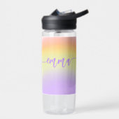 Pastel regenboog gepersonaliseerde scriptnaam waterfles (Links)