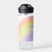 Pastel regenboog gepersonaliseerde scriptnaam waterfles (Voorkant)