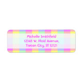 Pastel Regenboog Geruite Rand Etiket (Voorkant)