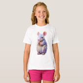 Pastel Regenboog Geschubde Gordeldier Muis Kindere T-shirt (Voorkant volledig)