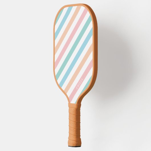 Pastel Regenboog Gestreepte Pickleball Paddle (Links)