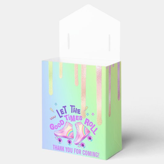 Pastel Regenboog | Gevogelte met rolschaatsen Bedankdoosjes (Geopend)