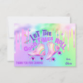 Pastel Regenboog | Gevogelte met rolschaatsen Bedankkaart (Voorkant)