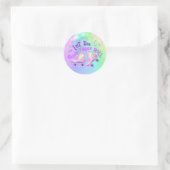 Pastel Regenboog | Gevogelte met rolschaatsen Ronde Sticker (Tas)